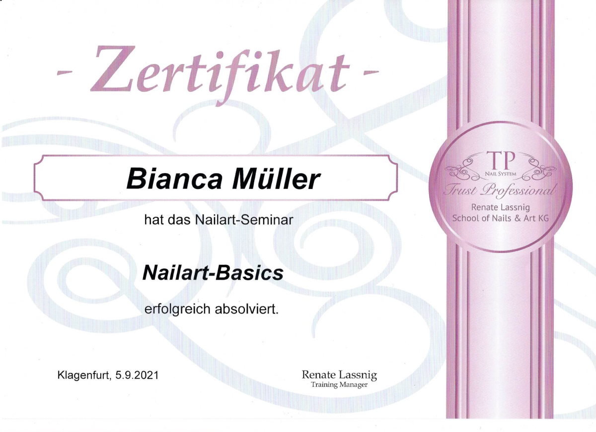 Nailart-Basics Zertifikat von Bianca Müller